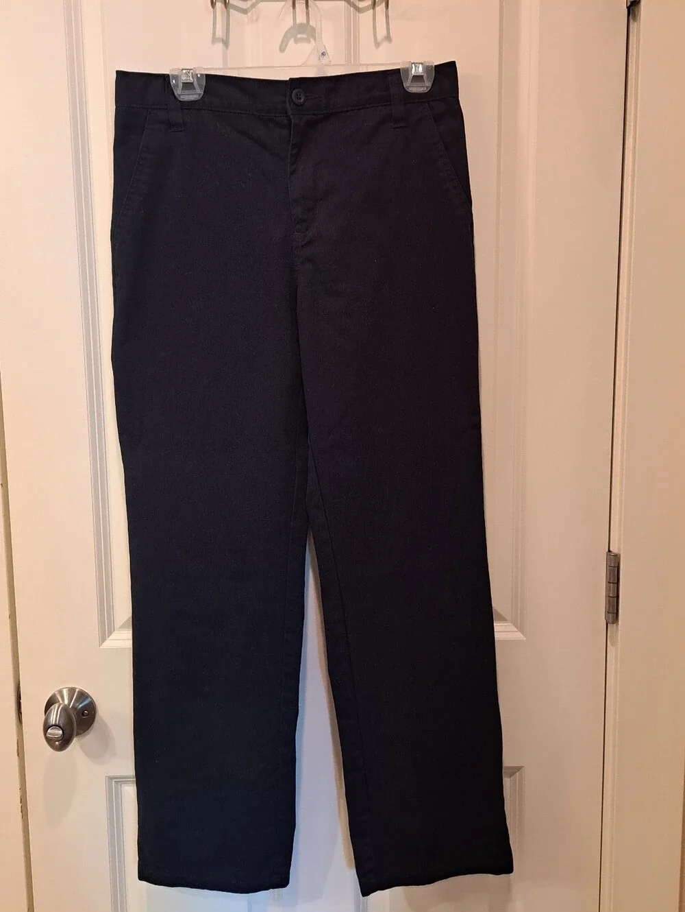 Boys Sz 16 Husky Black Straight-Leg Chino
